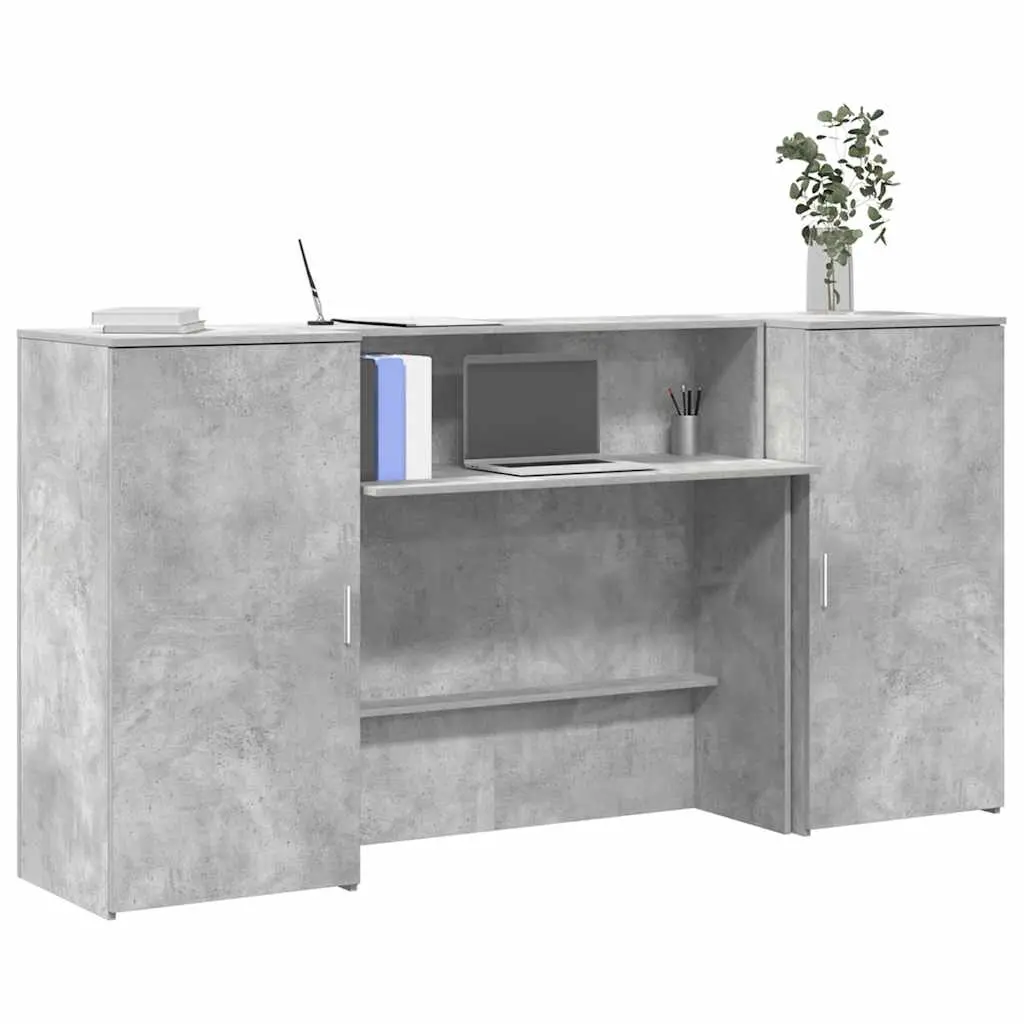 Banco Reception Grigio Cemento 200x50x103,5cm Legno Multistrato