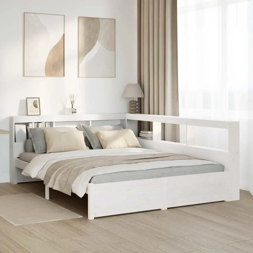 Letto Libreria senza Materasso Bianco 140x200 cm Legno di Pino