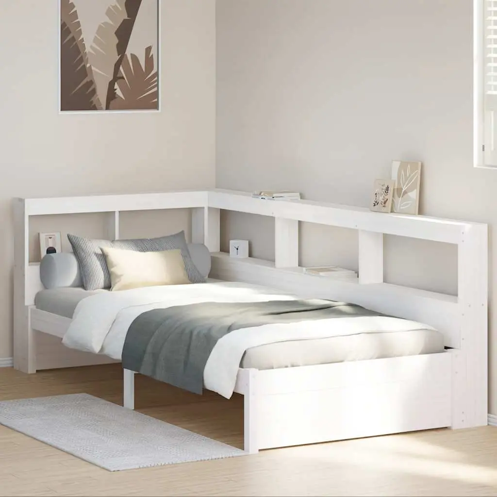 Letto Libreria senza Materasso Bianco 100x200 cm Legno di Pino