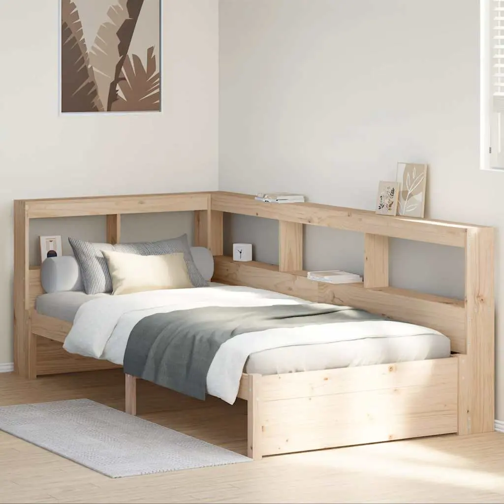 Letto Libreria senza Materasso 90x200 cm Legno Massello Pino