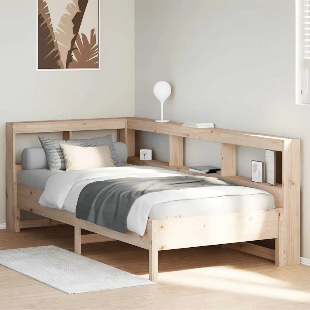 Letto Libreria senza Materasso 90x200 cm Legno Massello Pino