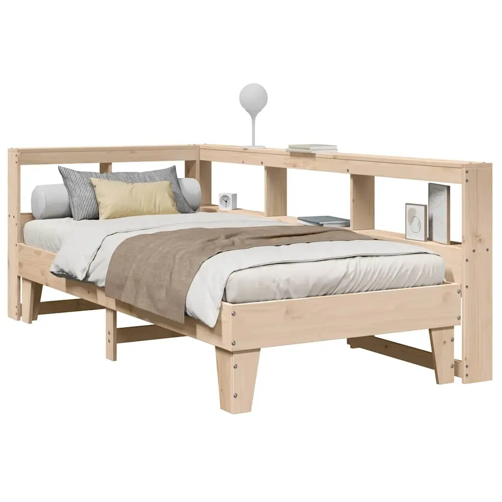 Letto Libreria senza Materasso 90x200 cm Legno Massello Pino