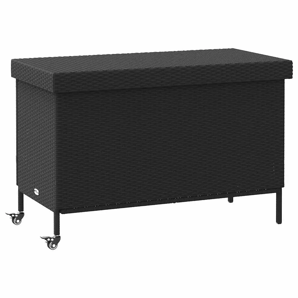 Contenitore da Giardino con Ruote Nero 110x55x73 cm Polyrattan