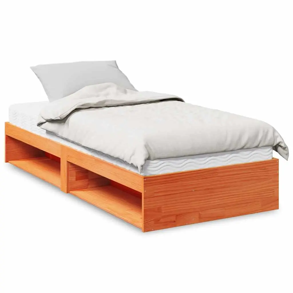 Dormeuse con Materasso Marrone Cera 100x200 cm Legno di Pino