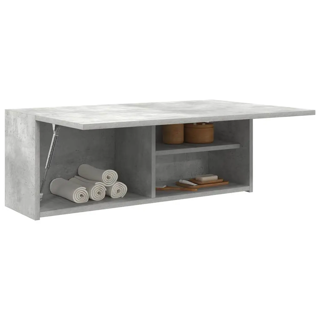 Armadietto da Bagno Grigio Cemento 80x25x30 cm in Truciolato