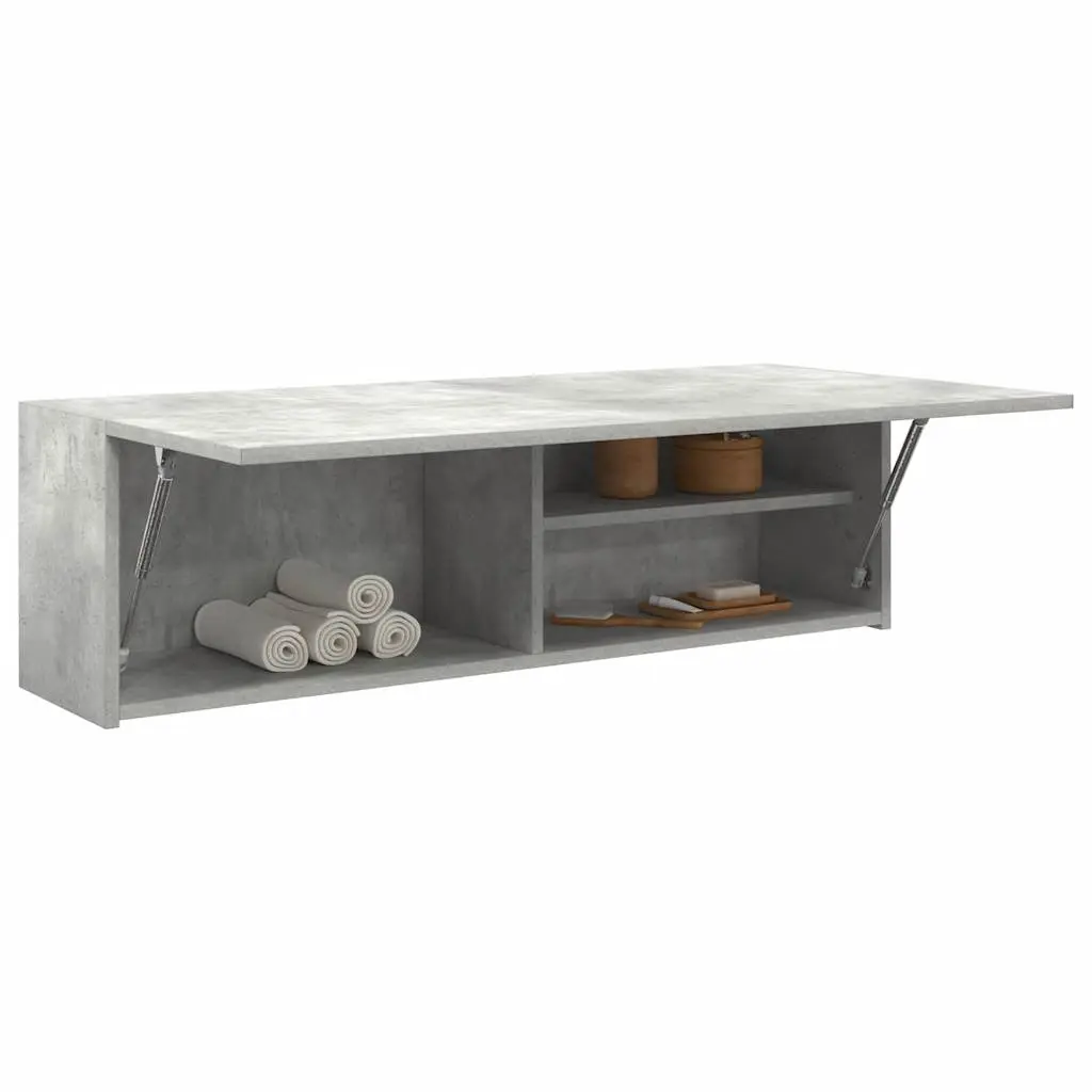 Armadietto da Bagno Grigio Cemento 100x25x30 cm in Truciolato