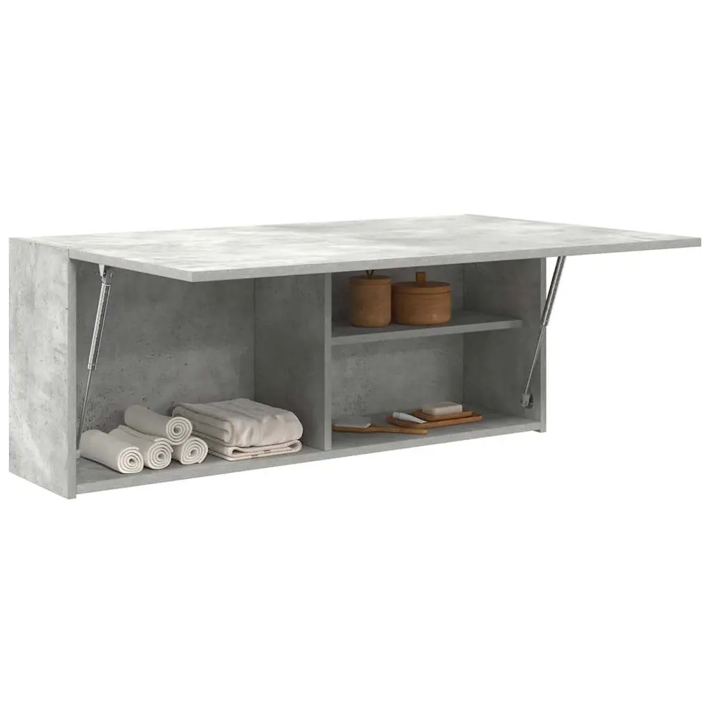 Armadietto da Bagno Grigio Cemento 100x25x40 cm in Truciolato