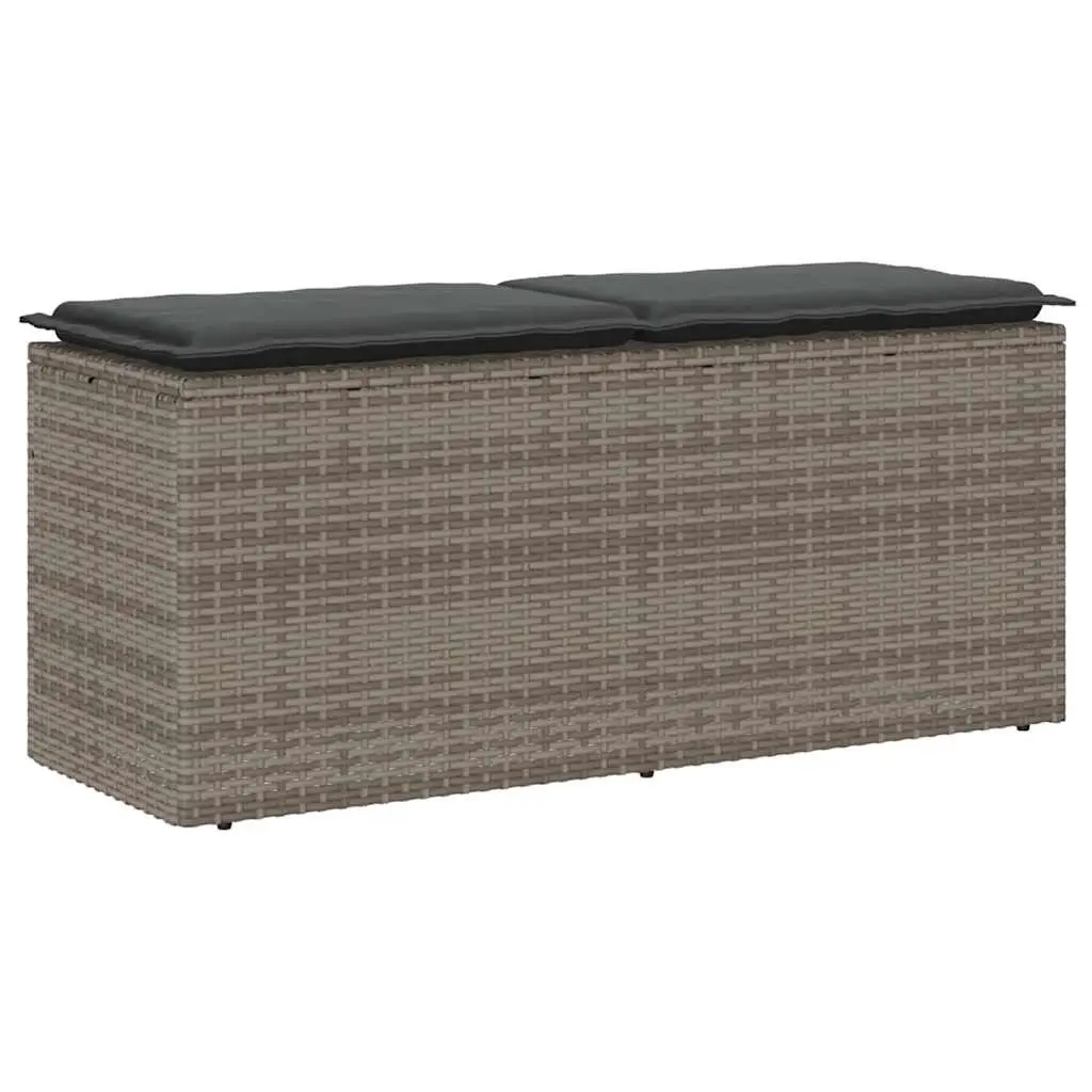 Panca da Giardino con Cuscino Grigio 110x40x44 cm in Polyrattan