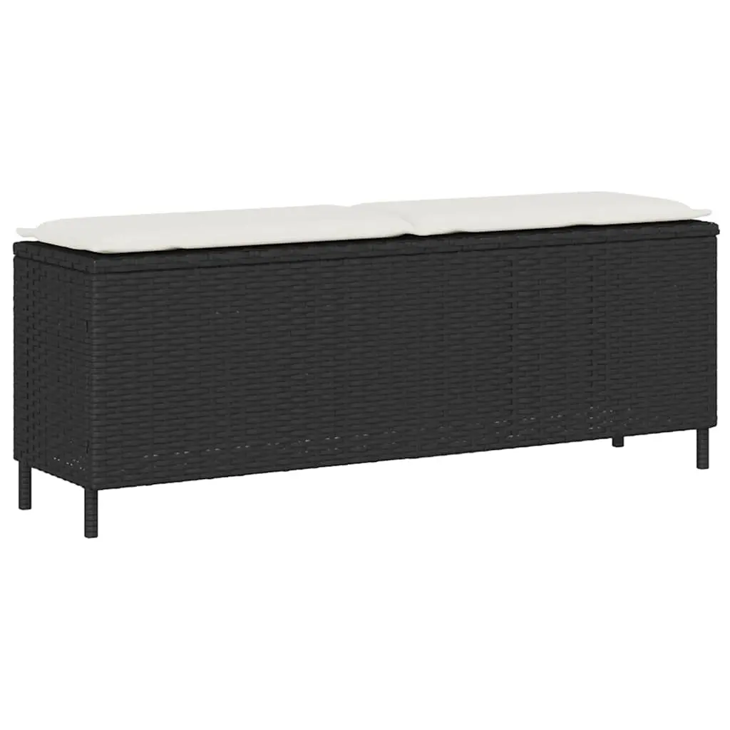 Panca da Giardino con Cuscino Nera 110x30x40,5 cm in Polyrattan