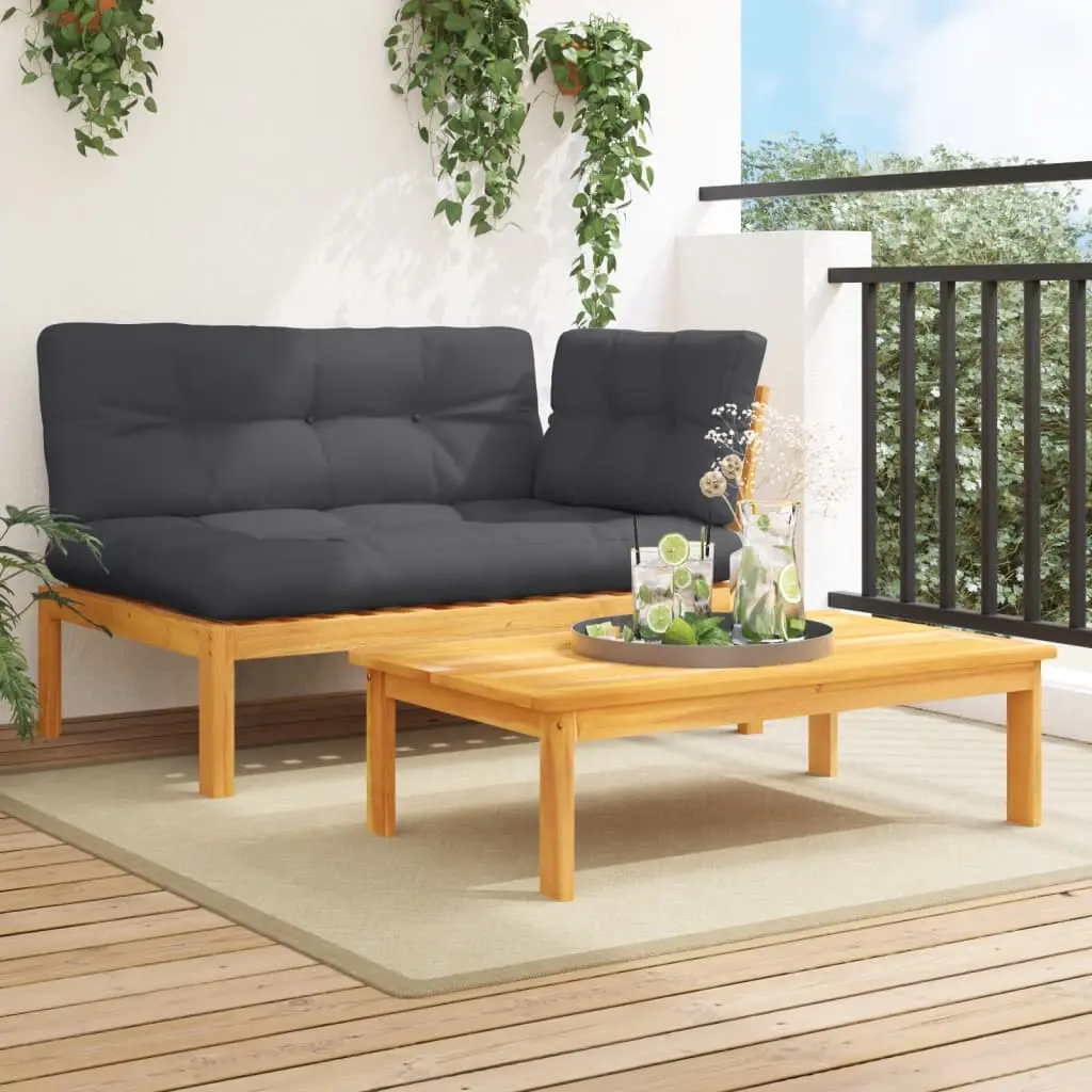 Set Divano Pallet da Giardino 2 pz con Cuscini Massello Acacia