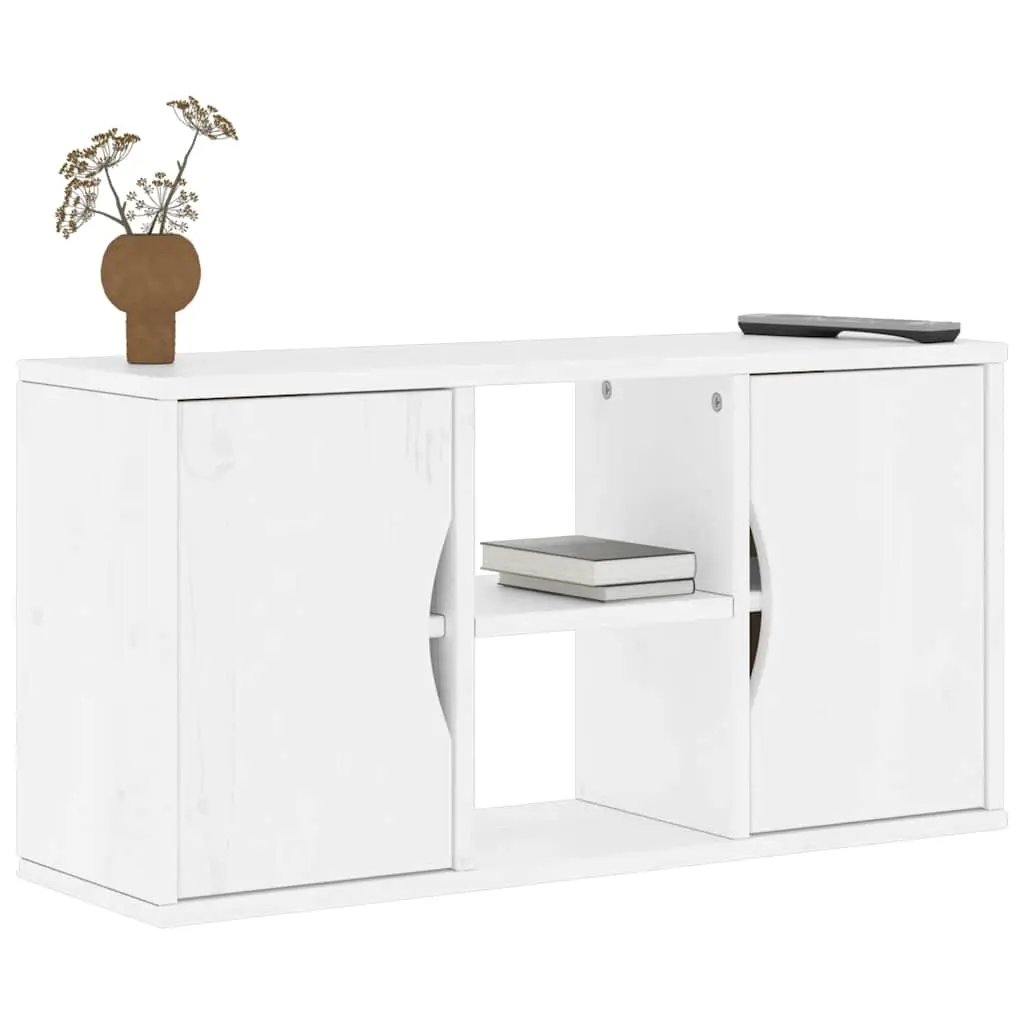 Mobile Porta TV ODDA Bianco 79x24x40 cm Legno Massello di Pino