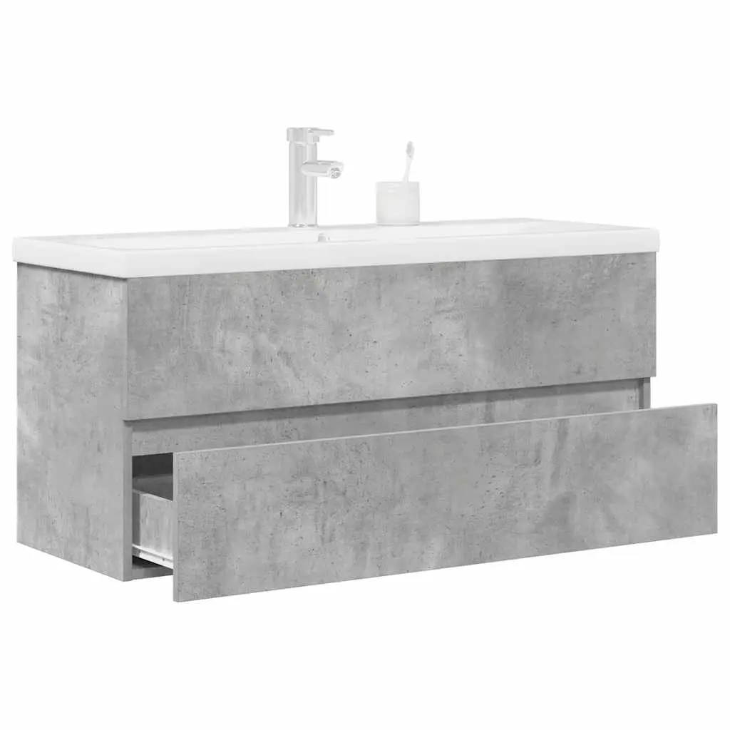 Set Mobili da Bagno 2 pz Grigio Cemento in Legno Multistrato