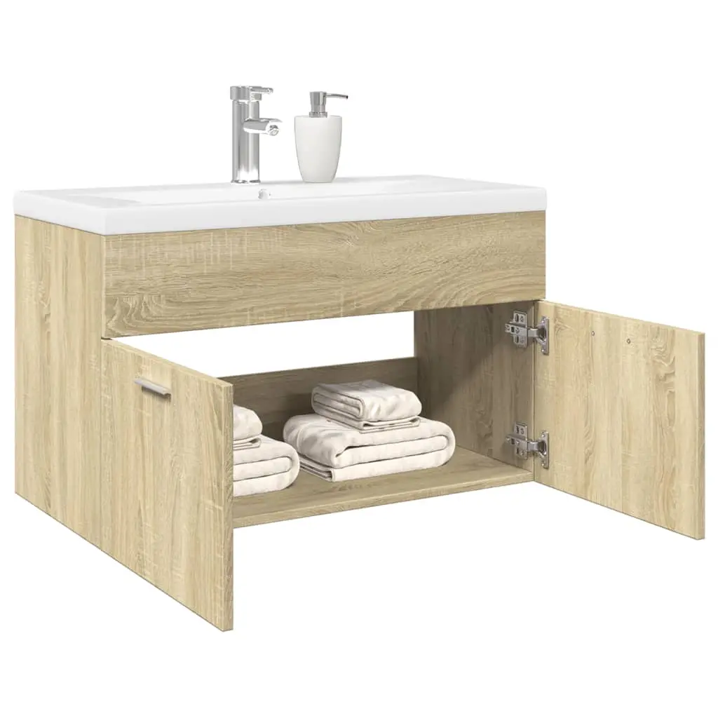 Mobile da Bagno con Lavabo Integrato Rovere Sonoma