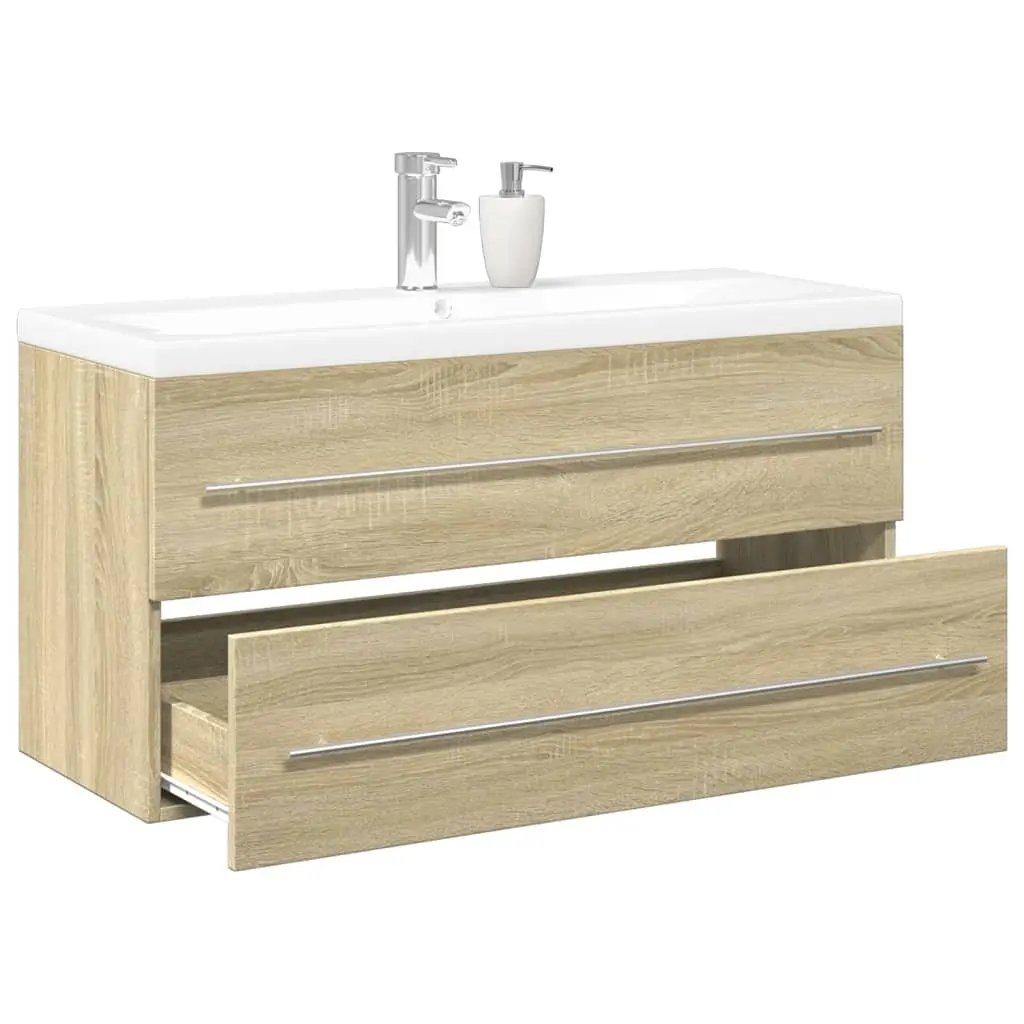 Set Mobili da Bagno 2 pz Rovere Sonoma in Legno Multistrato