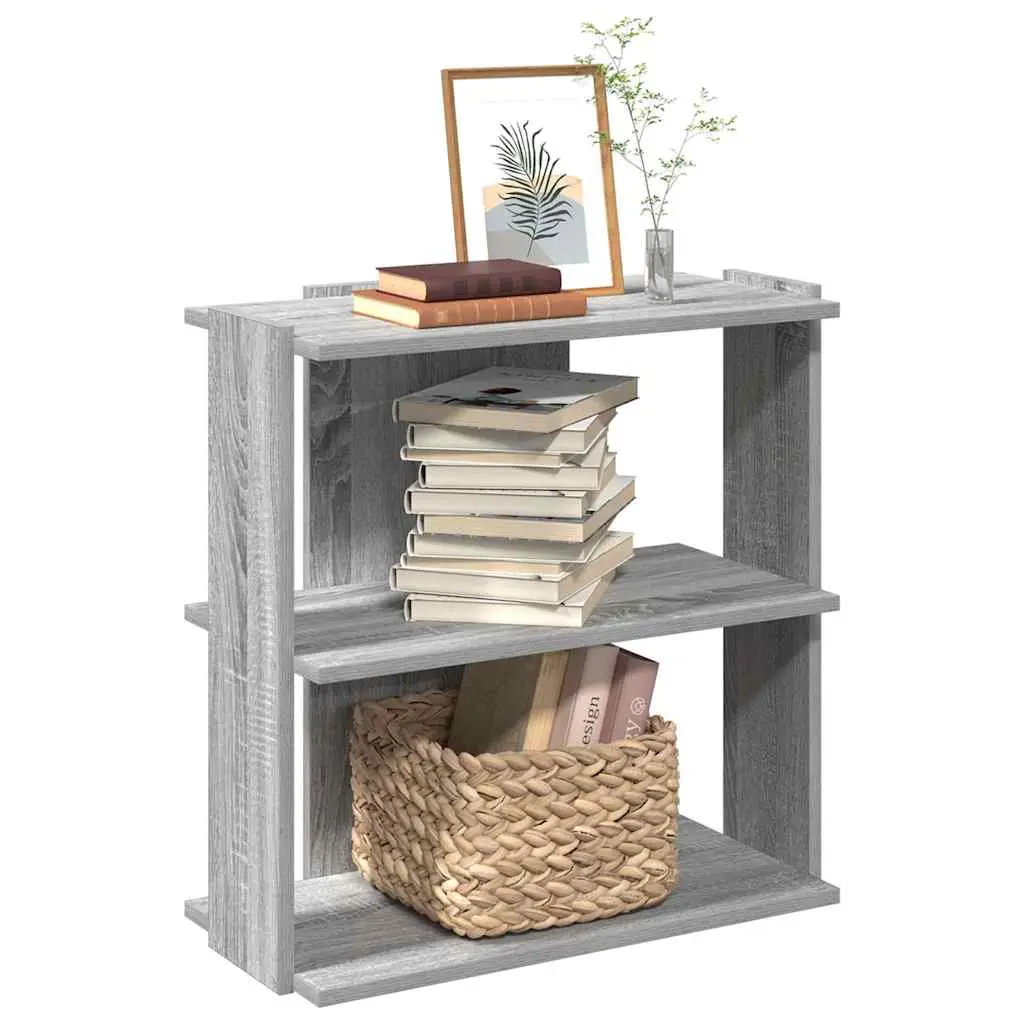 Libreria a 3 Ripiani Grigio Sonoma 60x30x60cm Legno Multistrato