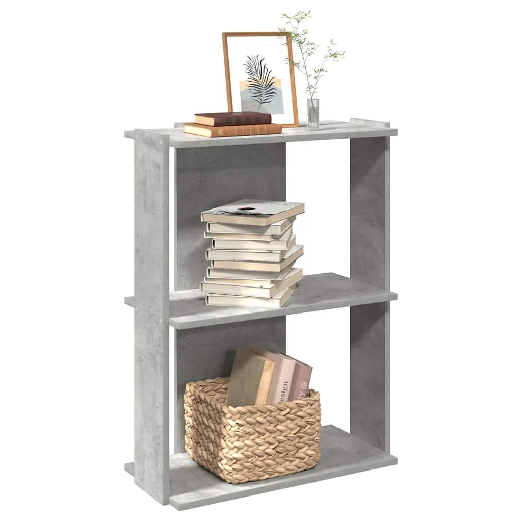 Libreria 3 Ripiani Grigio Cemento 60x30x80 cm Multistrato