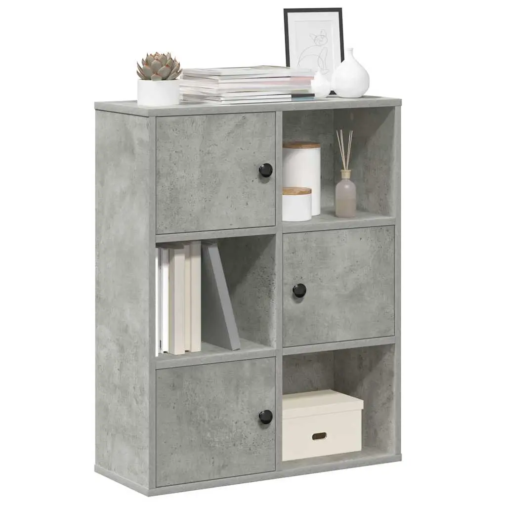 Libreria Grigio Cemento 60x24x76,5 cm in Legno Multistrato