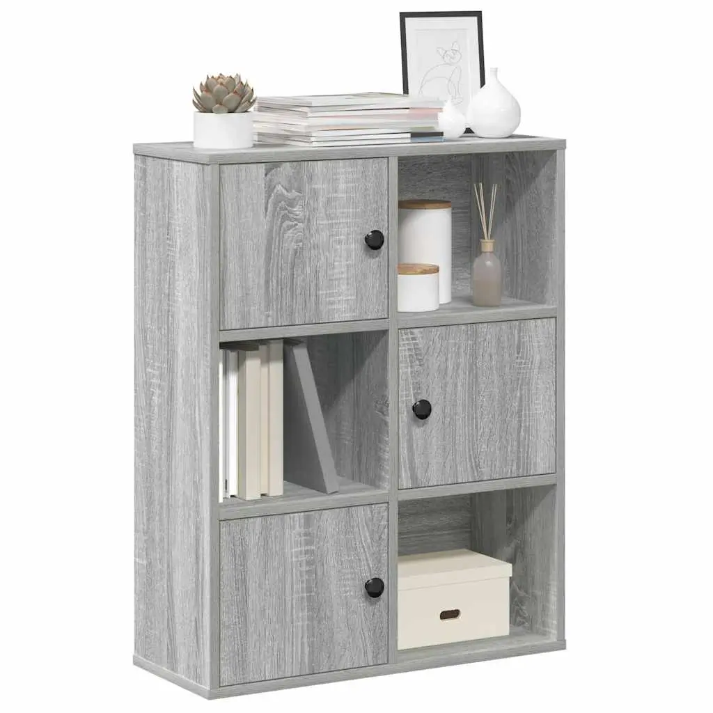 Libreria Grigio Sonoma 60x24x76,5 cm in Legno Multistrato