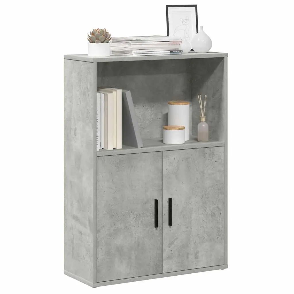 Libreria Grigio Cemento 60x24x85 cm in Legno Multistrato