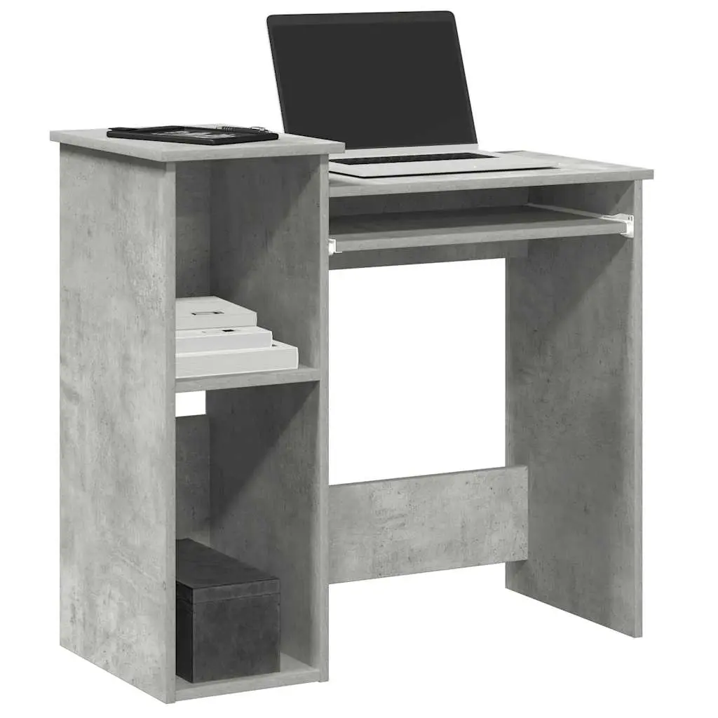 Scrivania Mensole Grigio Cemento 84x40x78 cm Legno Multistrato