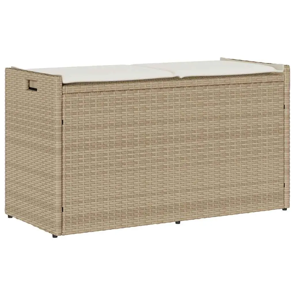 Cassapanca da Esterno con Cuscino Beige 100 cm in Polyrattan