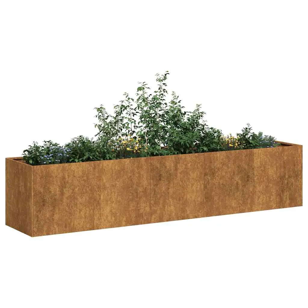 Fioriera Arrugginita 200x40x40 cm in Acciaio Corten