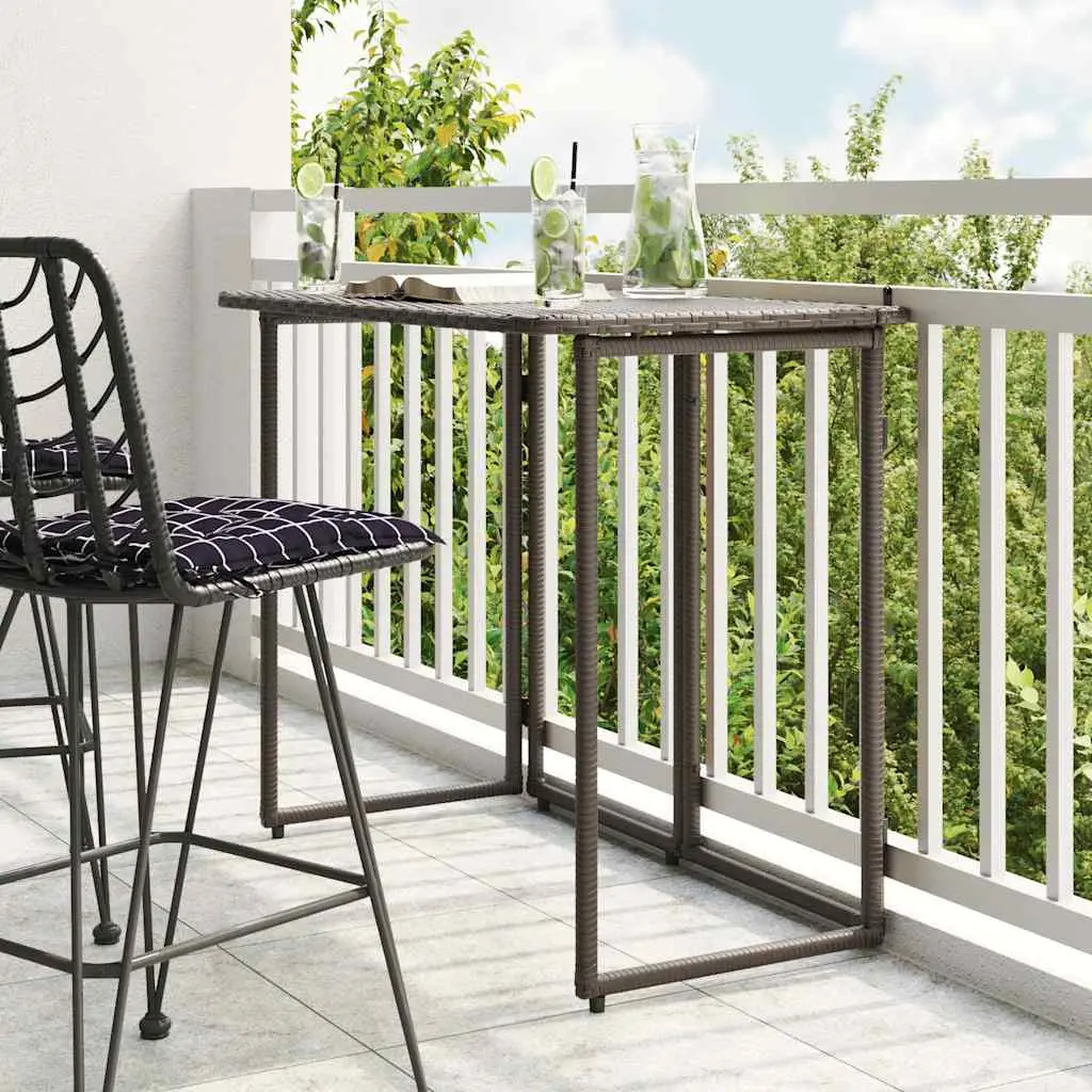 Tavolo Pieghevole da Giardino Marrone 90x51x75 cm Polyrattan