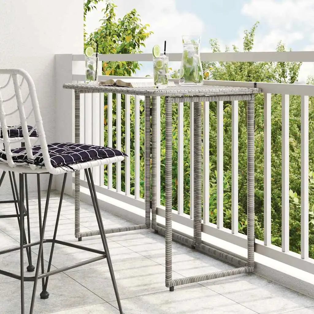 Tavolo da Giardino Pieghevole Grigio 90x51x75 cm in Polyrattan