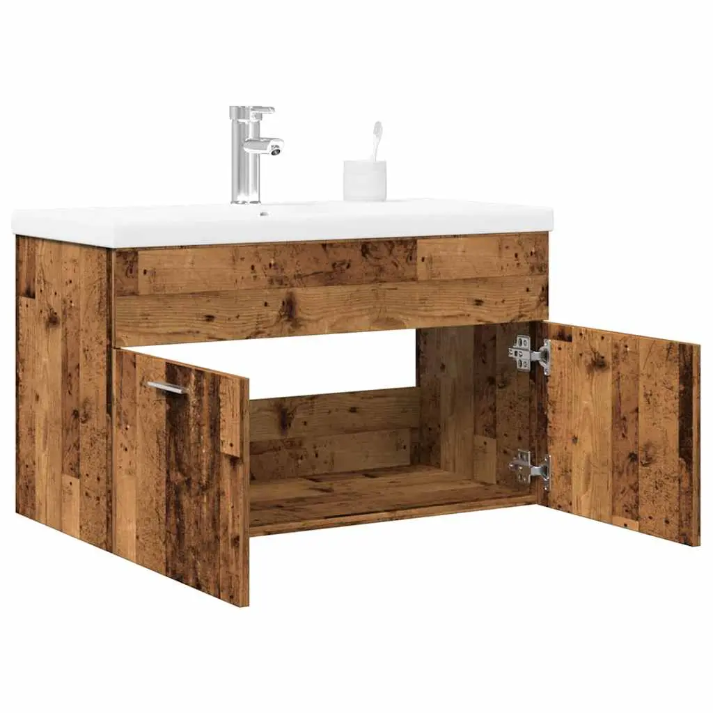 Set Mobili da Bagno 2 pz Legno Antico in Legno Multistrato