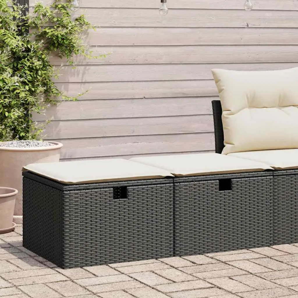 Set Divani da Giardino con Cuscini 2 pz Nero Polyrattan Acacia