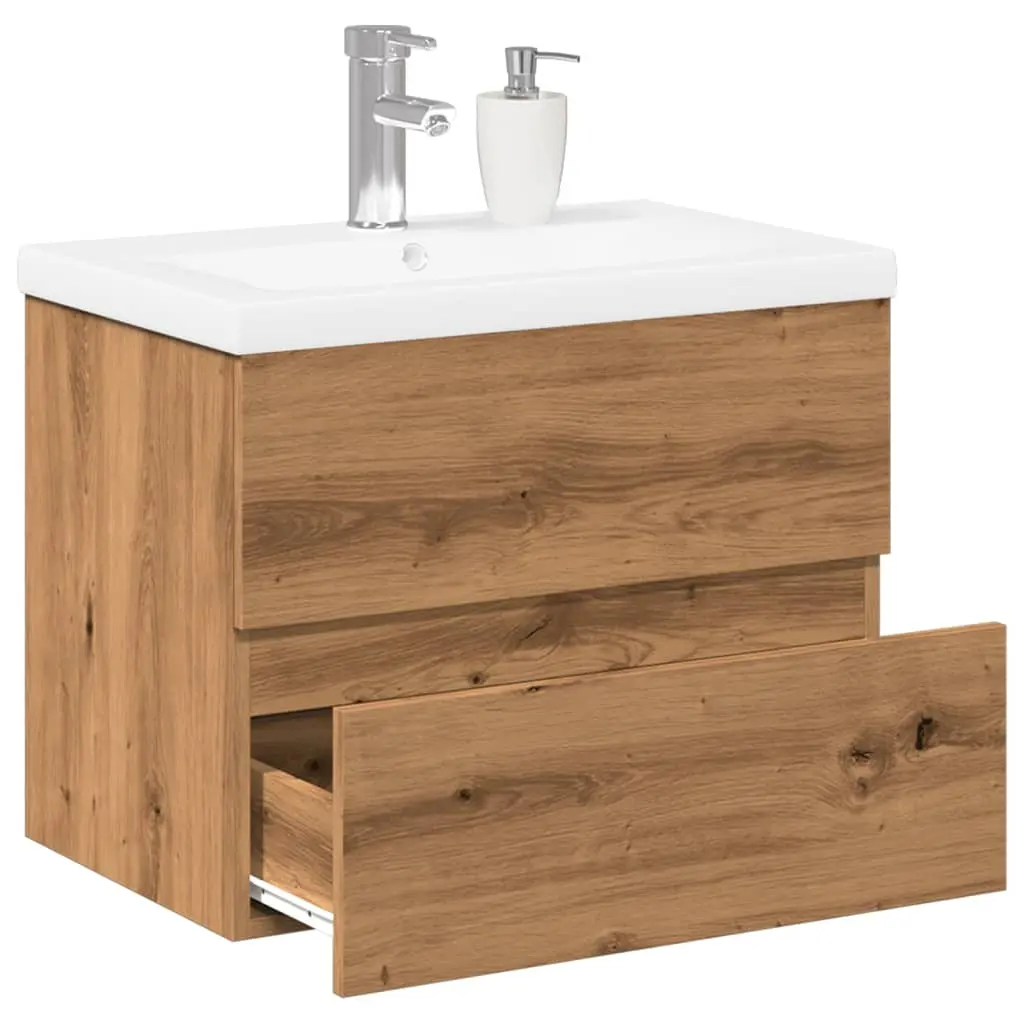 Mobile Bagno Lavabo Integrato Rovere Artigianale 61x39,5x49 cm