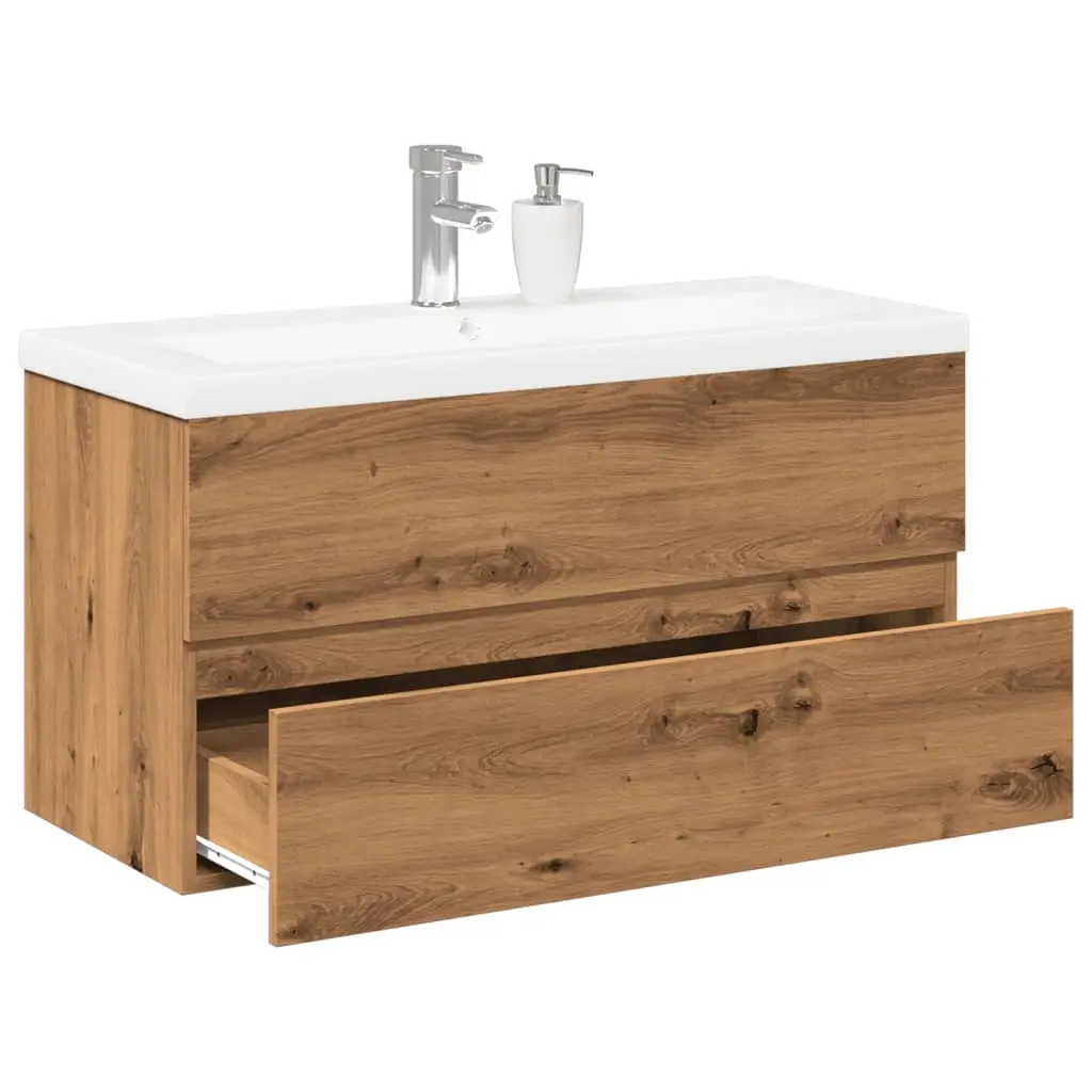 Mobile Bagno Lavabo Integrato Rovere Artigianale 91x39,5x49 cm