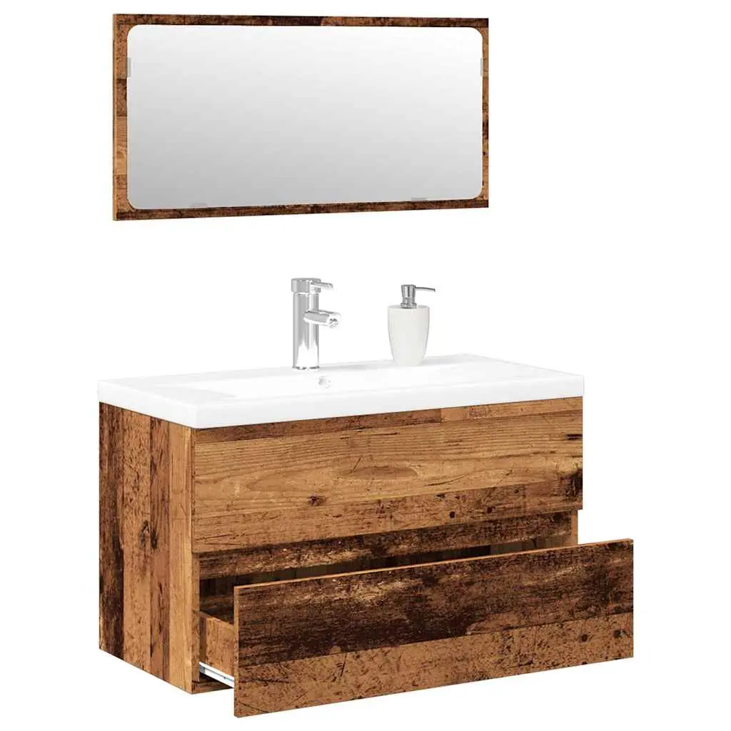 Set Mobili da Bagno Legno Antico in Legno Multistrato