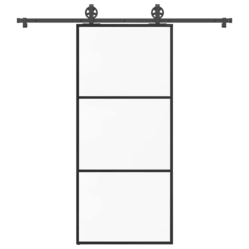 Porta Scorrevole con Ferramenta 90x205cm Vetro ESG Alluminio