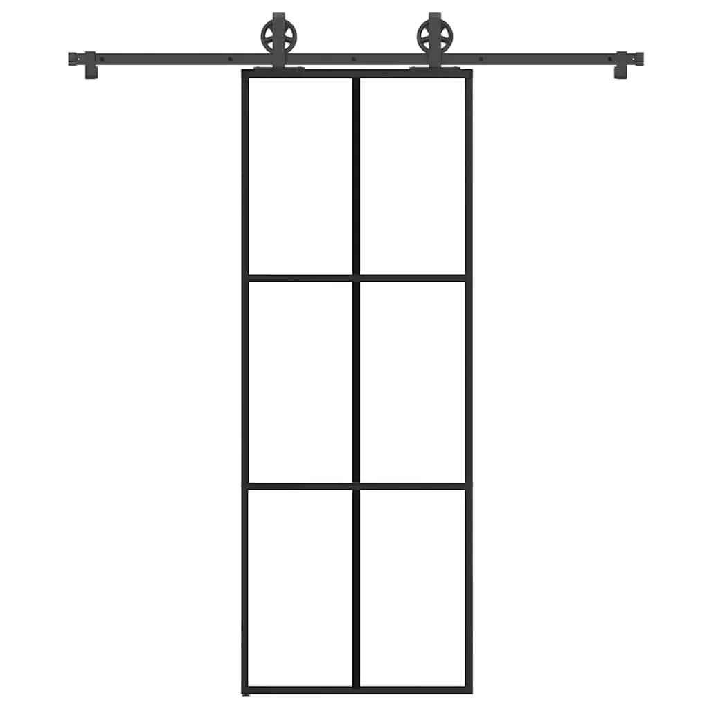 Porta Scorrevole con Ferramenta 76x205cm Vetro ESG Alluminio