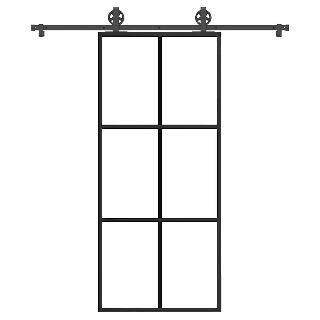 Porta Scorrevole con Ferramenta 90x205cm Vetro ESG Alluminio