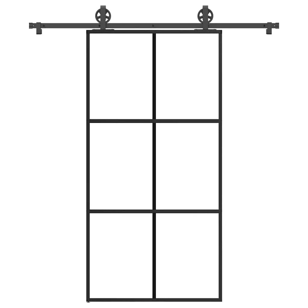 Porta Scorrevole con Ferramenta 102x205 cm Vetro ESG Alluminio