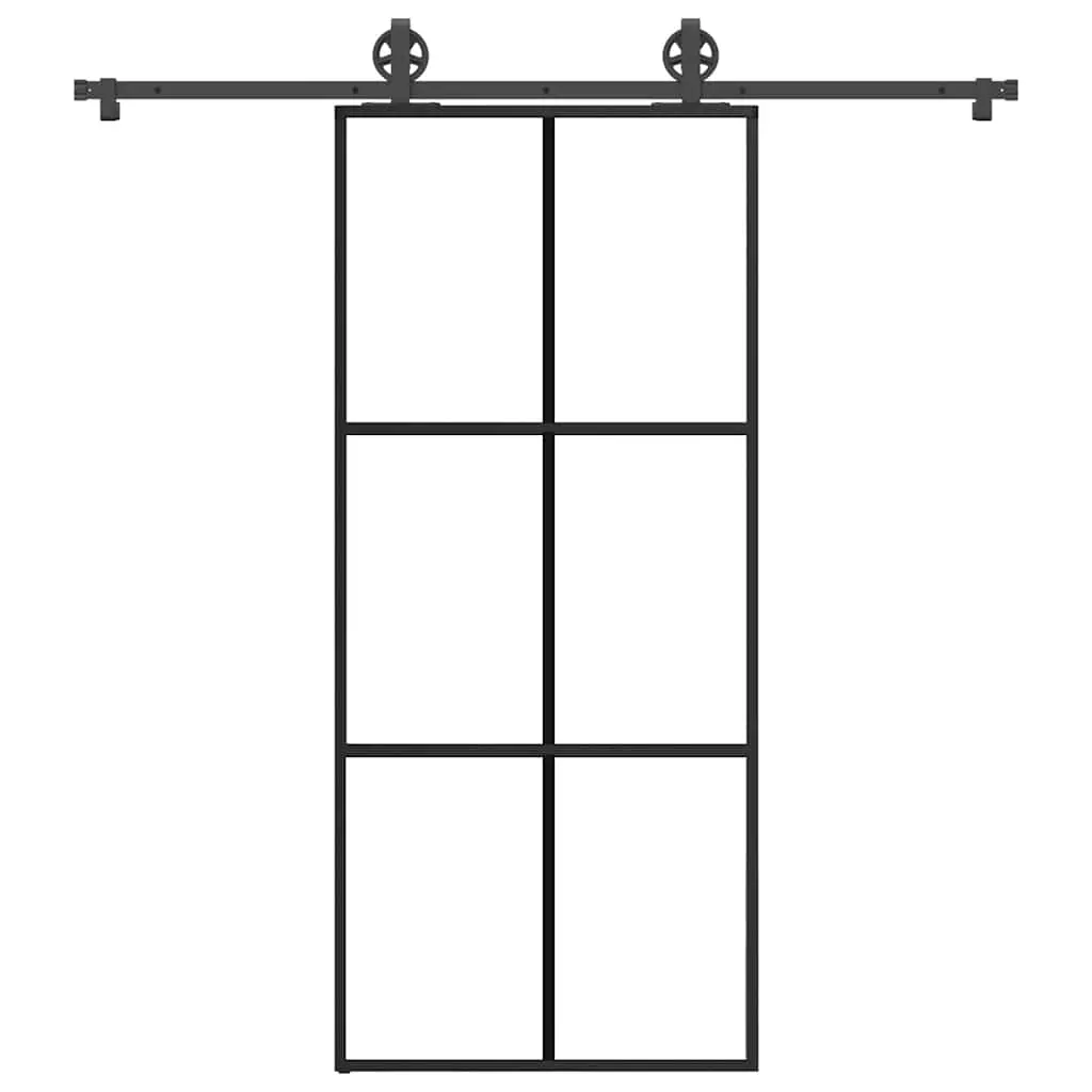 Porta Scorrevole con Ferramenta 90x205cm Vetro ESG Alluminio