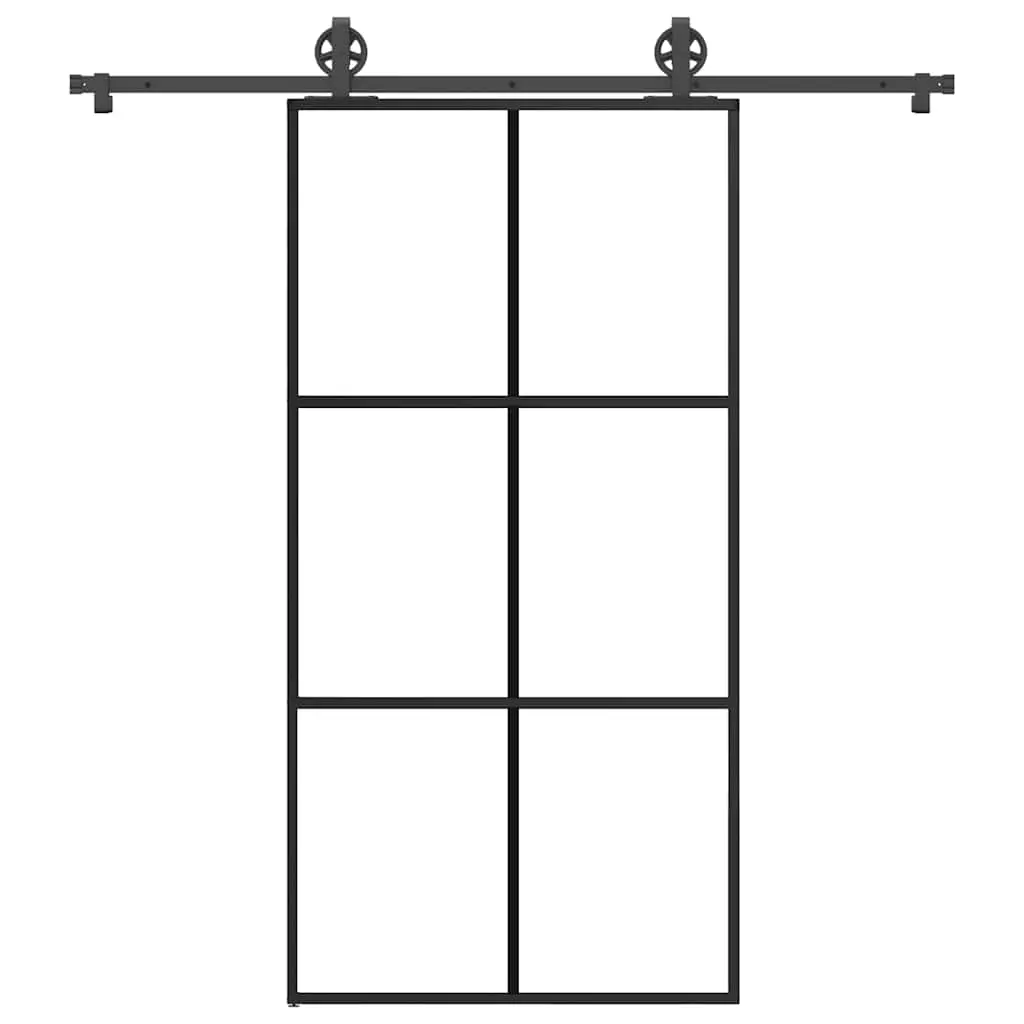 Porta Scorrevole con Ferramenta 102x205 cm Vetro ESG Alluminio