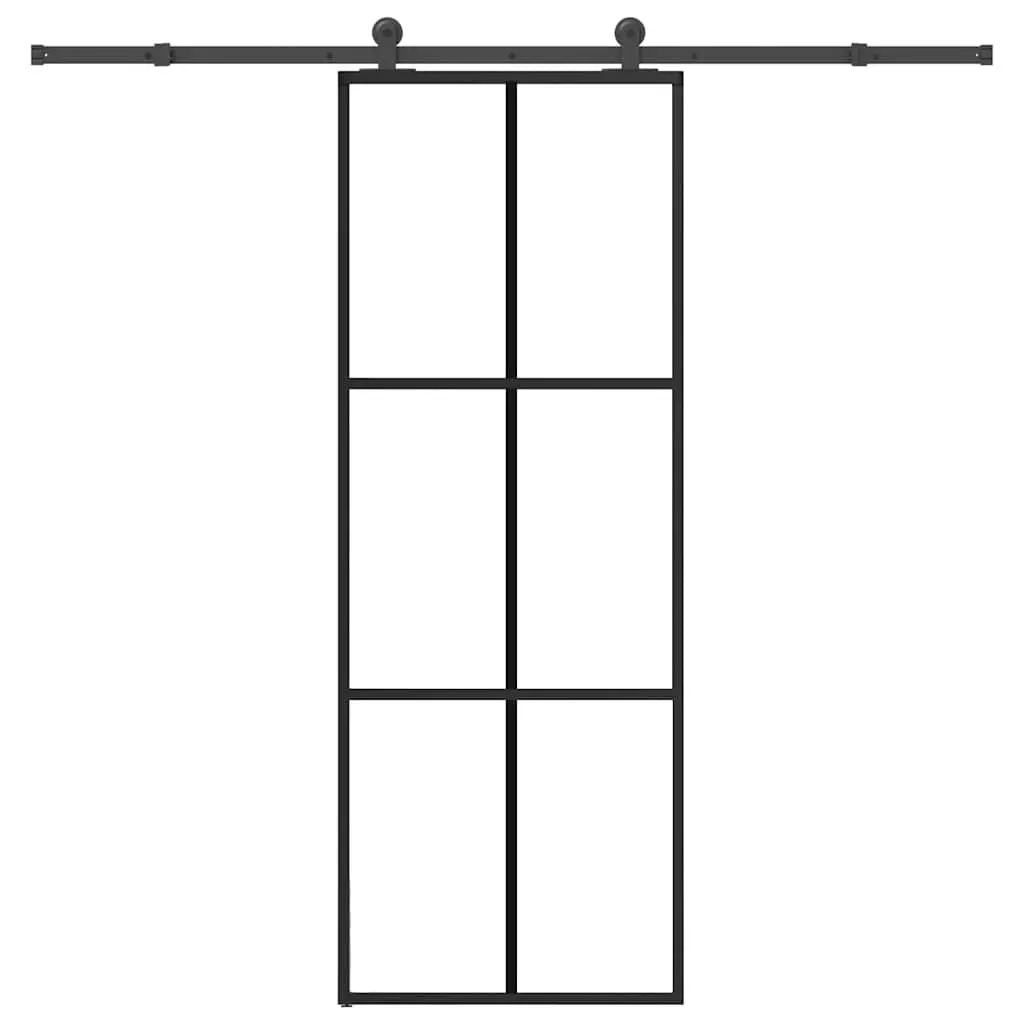 Porta Scorrevole con Ferramenta 76x205cm Vetro ESG Alluminio