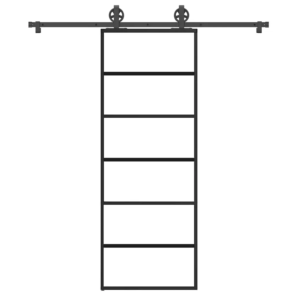 Porta Scorrevole con Ferramenta 76x205cm Vetro ESG Alluminio