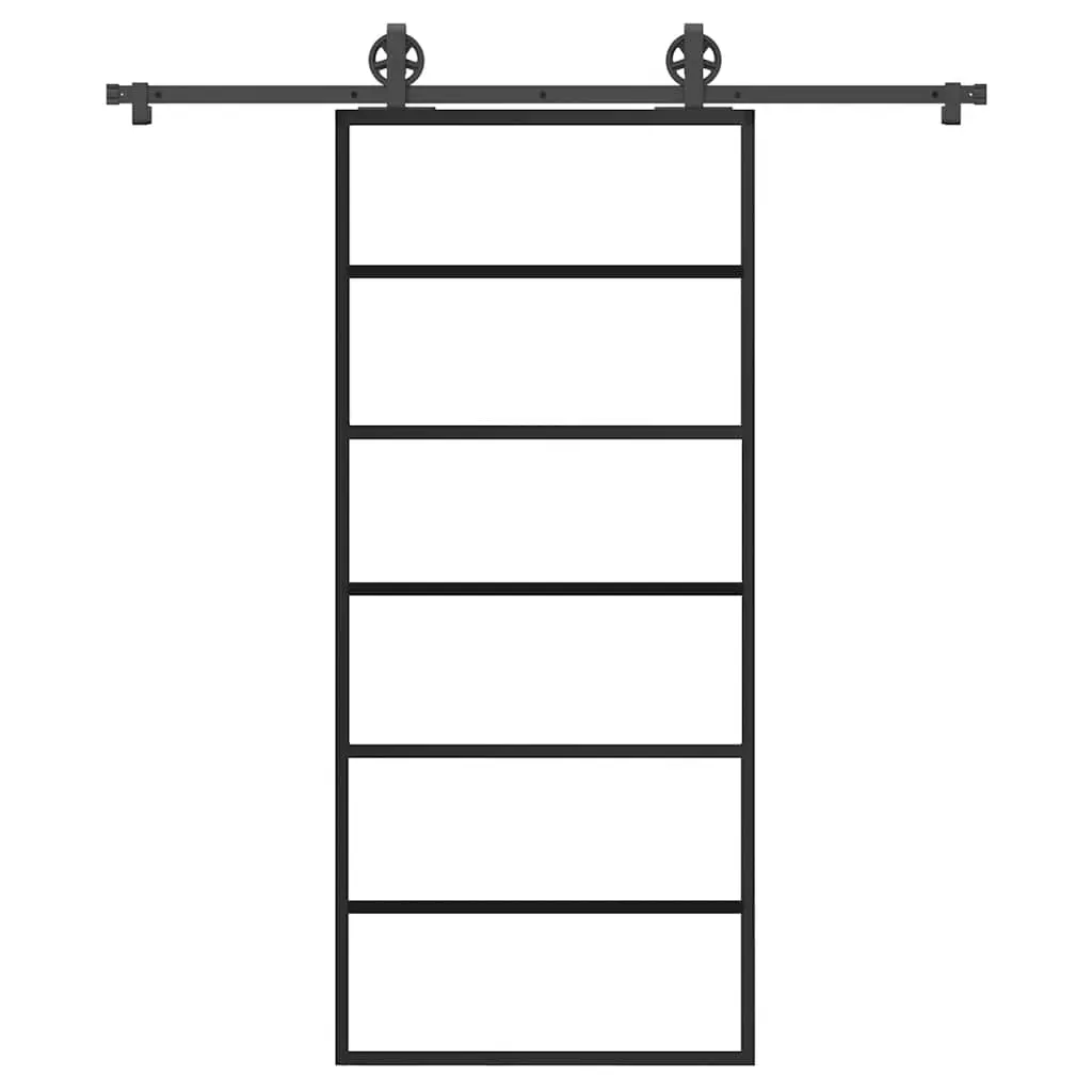 Porta Scorrevole con Ferramenta 90x205cm Vetro ESG Alluminio