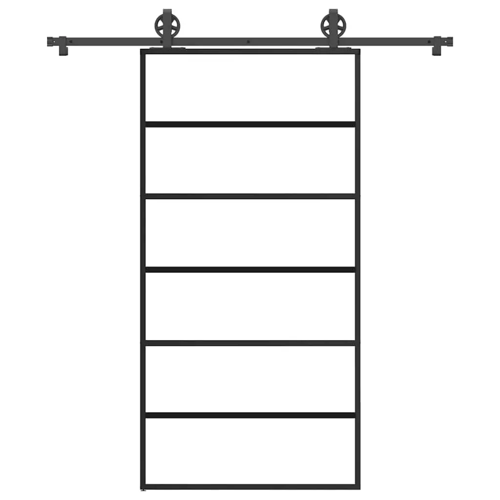 Porta Scorrevole con Ferramenta 102x205 cm Vetro ESG Alluminio