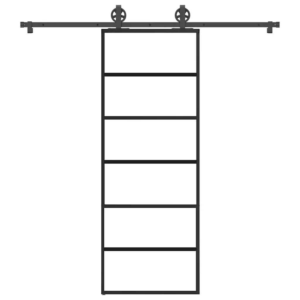 Porta Scorrevole con Ferramenta 76x205cm Vetro ESG Alluminio