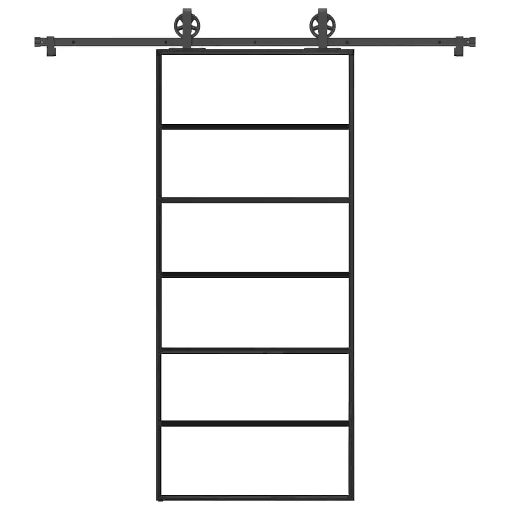 Porta Scorrevole con Ferramenta 90x205cm Vetro ESG Alluminio