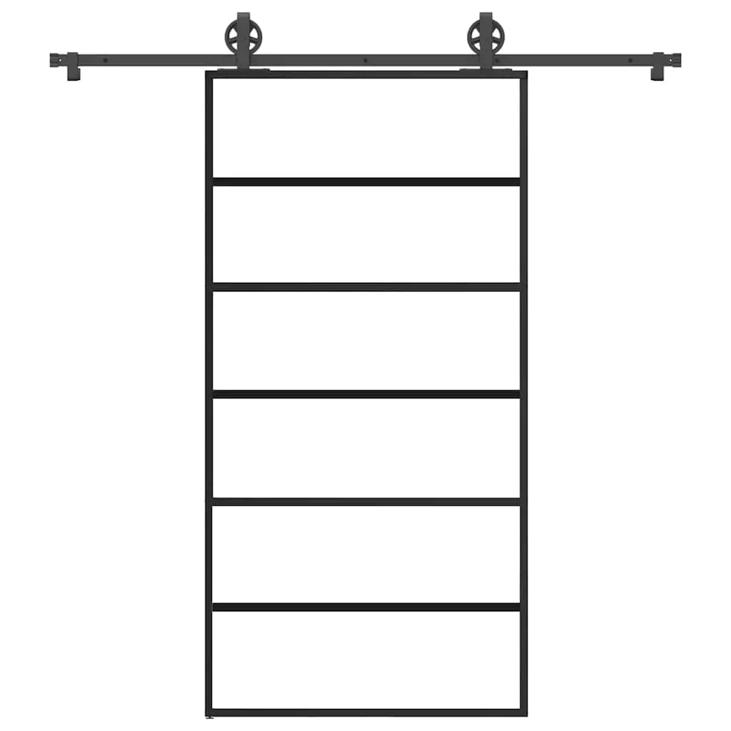 Porta Scorrevole con Ferramenta 102x205 cm Vetro ESG Alluminio