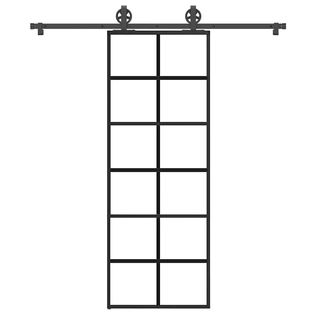 Porta Scorrevole con Ferramenta 76x205cm Vetro ESG Alluminio