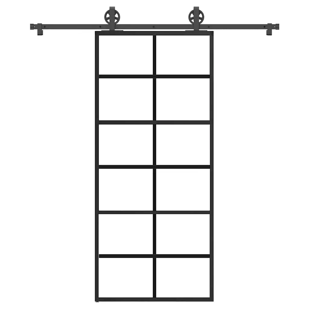 Porta Scorrevole con Ferramenta 90x205cm Vetro ESG Alluminio