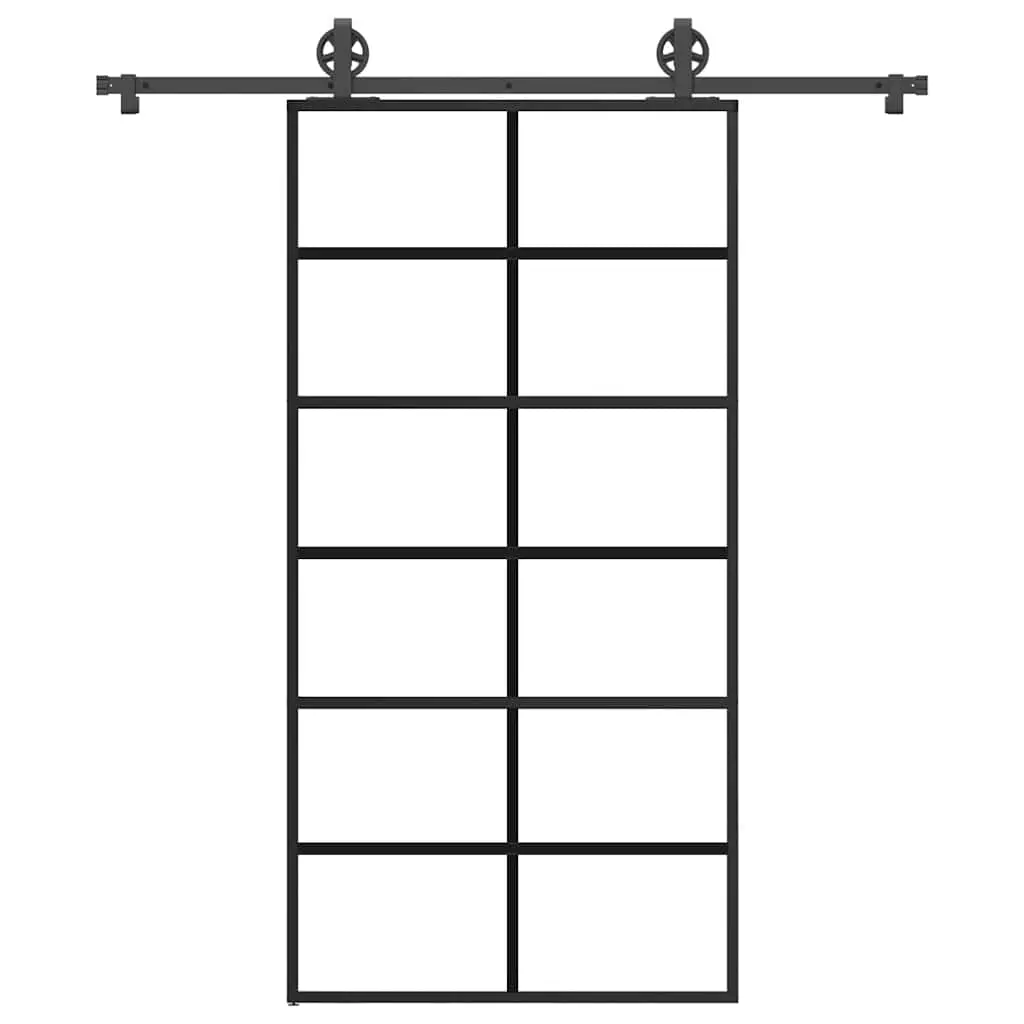 Porta Scorrevole con Ferramenta 102x205 cm Vetro ESG Alluminio