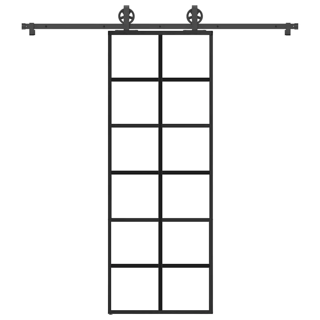 Porta Scorrevole con Ferramenta 76x205cm Vetro ESG Alluminio